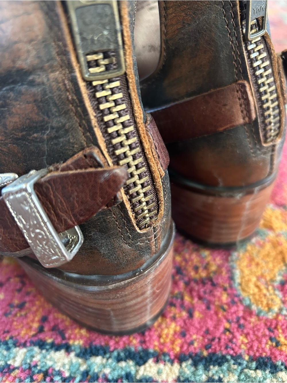 Freebird by Steven | Women's Brown Leather Truce Back Zip Harness Ankle Boots 8 - Picture 11 of 16